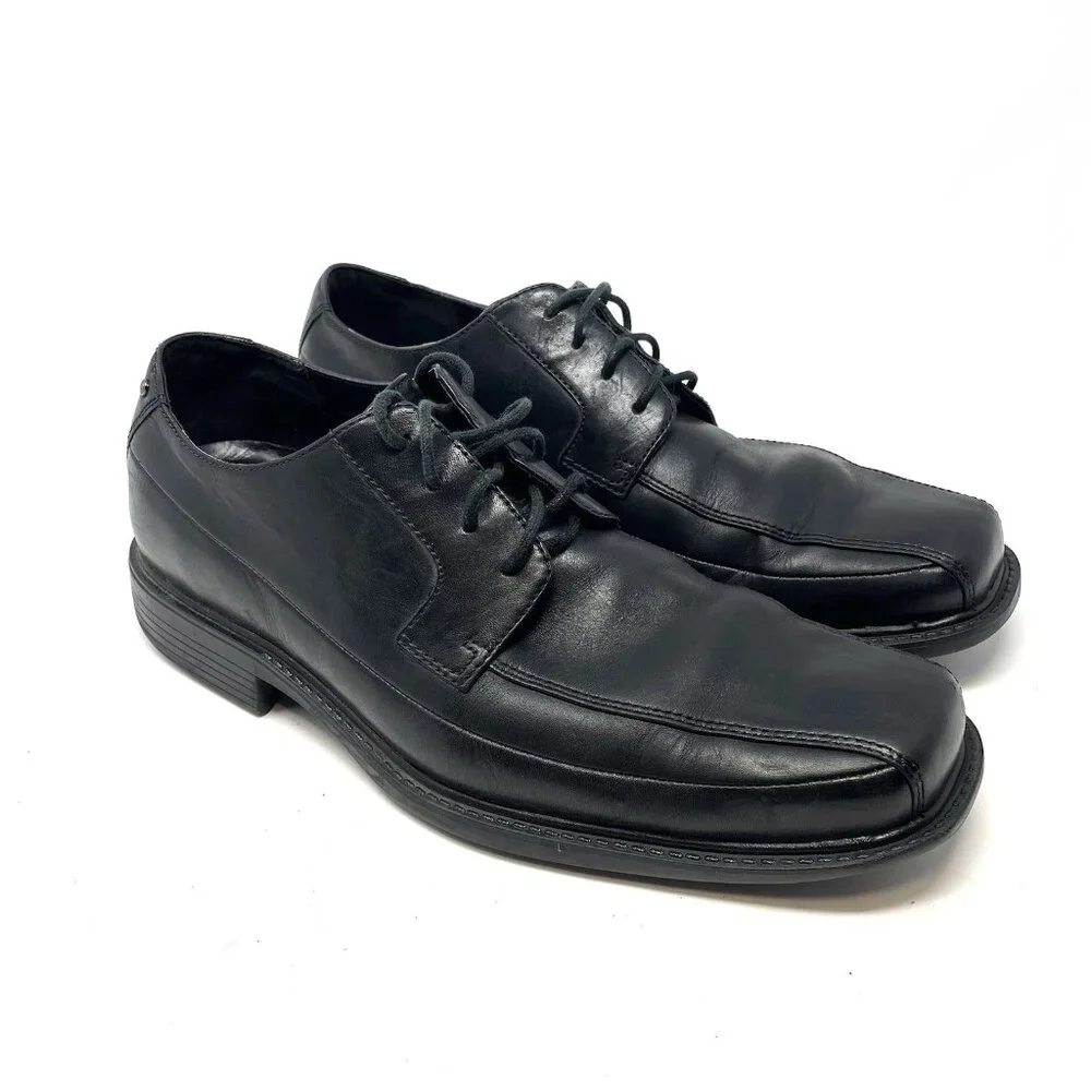 Rockport Felson Men's Shoes K70890 Black Leather Apron‎ Toe Oxford Dress 11